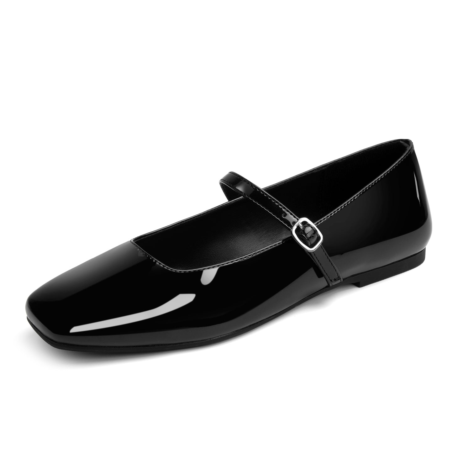 Women's Mary Jane Ballet Flats Square Toe Ankle Strap Shoes for Women Adjustable Buckle Soft Dressy Party Wedding