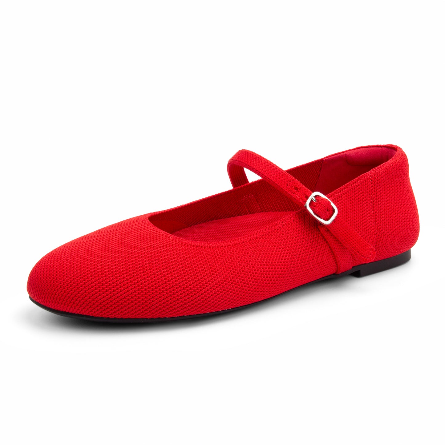 Soesyi Women's Round Toe Ballet Flats Comfortable Mary Jane Shoes Dressy Slip On Knit Flats Adjustable Straps Washable Flats
