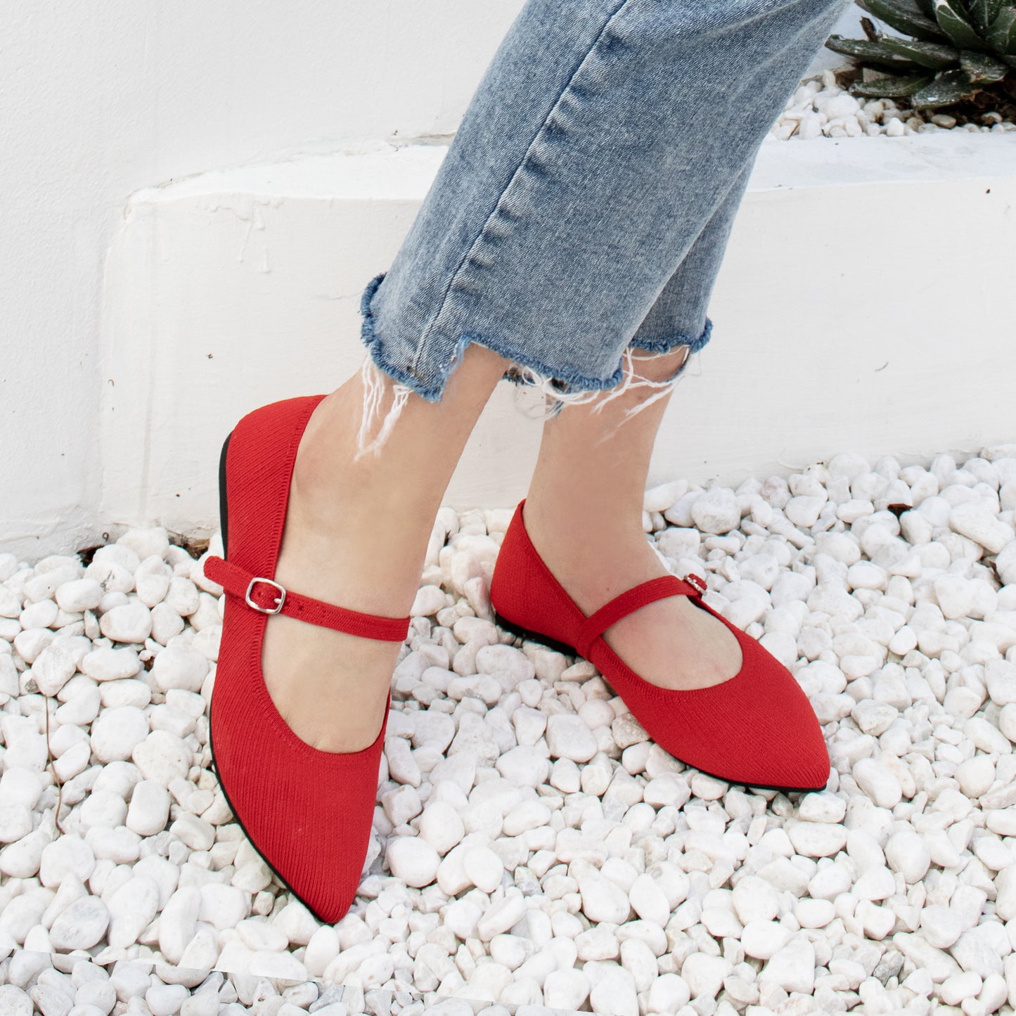 Soesyi Pointed Toe Flats Knit Ballet Flat Shoes for Women Comfortable with Adjustable Strap,Washable Dressy Casual Flats for Work Office