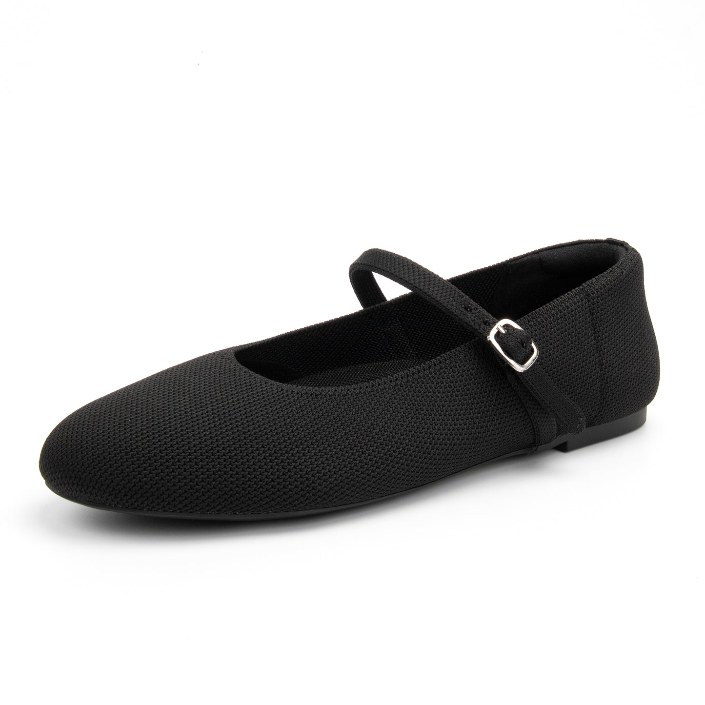Soesyi Women's Round Toe Ballet Flats Comfortable Mary Jane Shoes Dressy Slip On Knit Flats Adjustable Straps Washable Flats