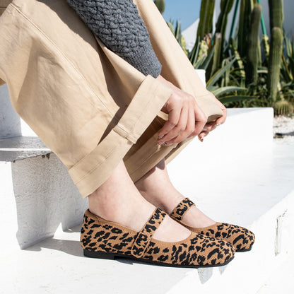 Soseyi Wide Toe Box Flats Women Comfort Slip On Ballet Shoes Mary Jane Dressy Knit Flats with Adjustable Straps Washable Casual Office