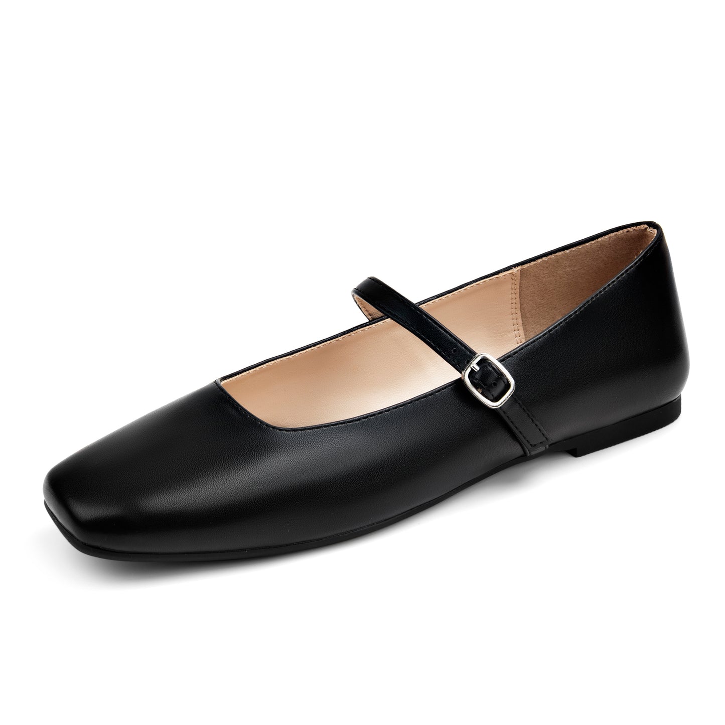 Women's Mary Jane Ballet Flats Square Toe Ankle Strap Shoes for Women Adjustable Buckle Soft Dressy Party Wedding