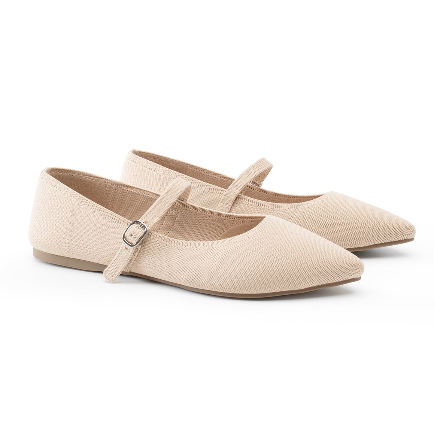 Soesyi Pointed Toe Flats Knit Ballet Flat Shoes for Women Comfortable with Adjustable Strap,Washable Dressy Casual Flats for Work Office