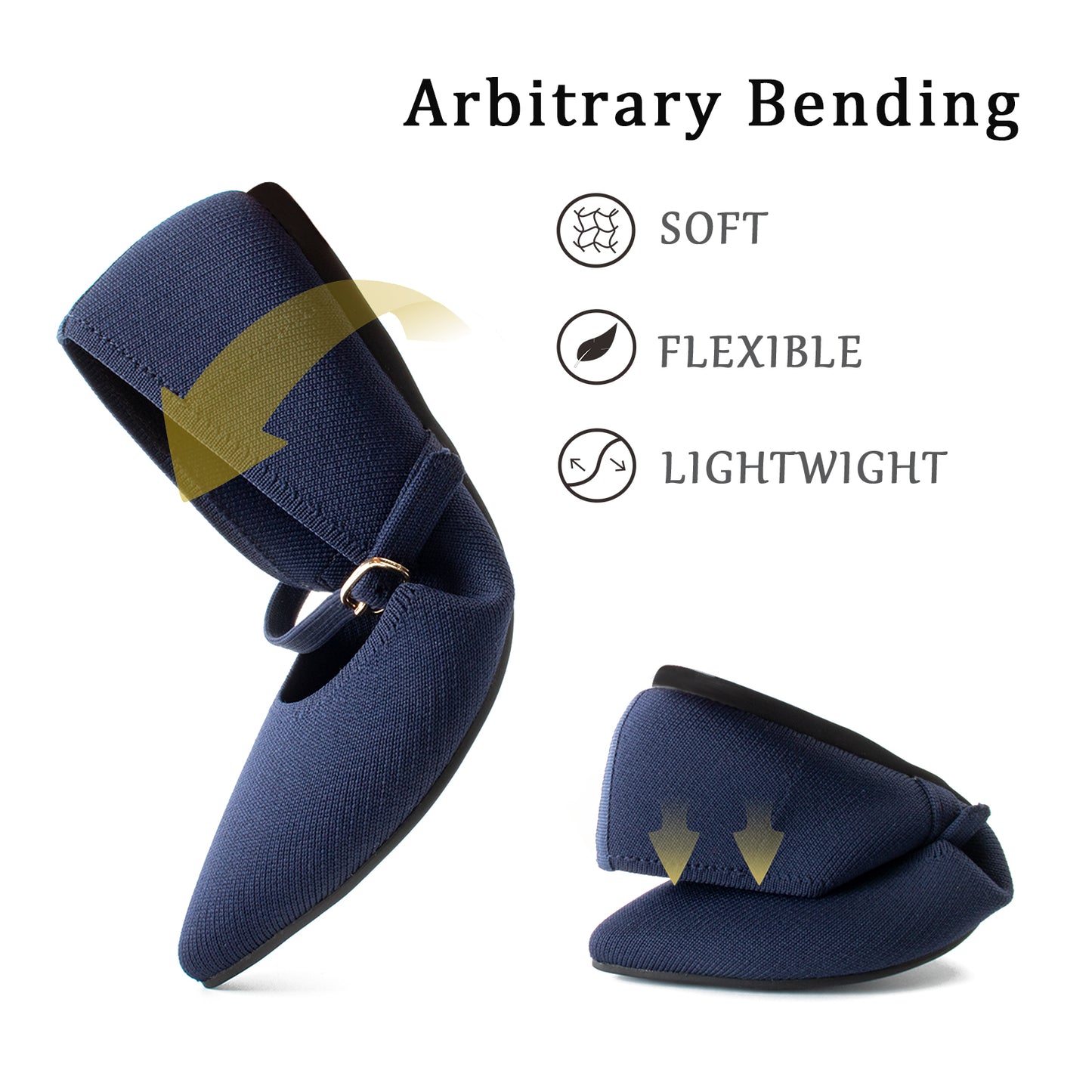 Soesyi Pointed Toe Flats Knit Ballet Flat Shoes for Women Comfortable with Adjustable Strap,Washable Dressy Casual Flats for Work Office
