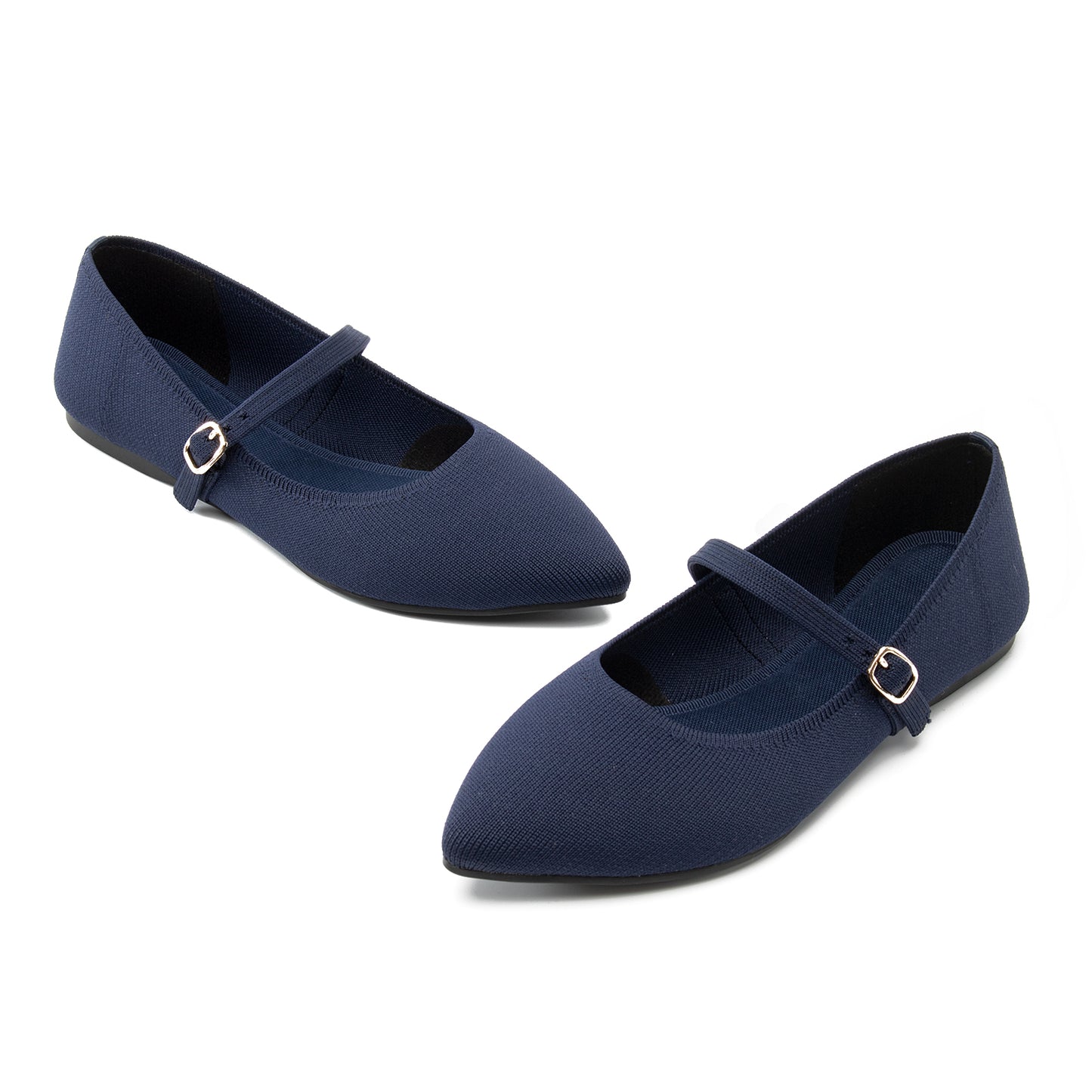 Soesyi Pointed Toe Flats Knit Ballet Flat Shoes for Women Comfortable with Adjustable Strap,Washable Dressy Casual Flats for Work Office