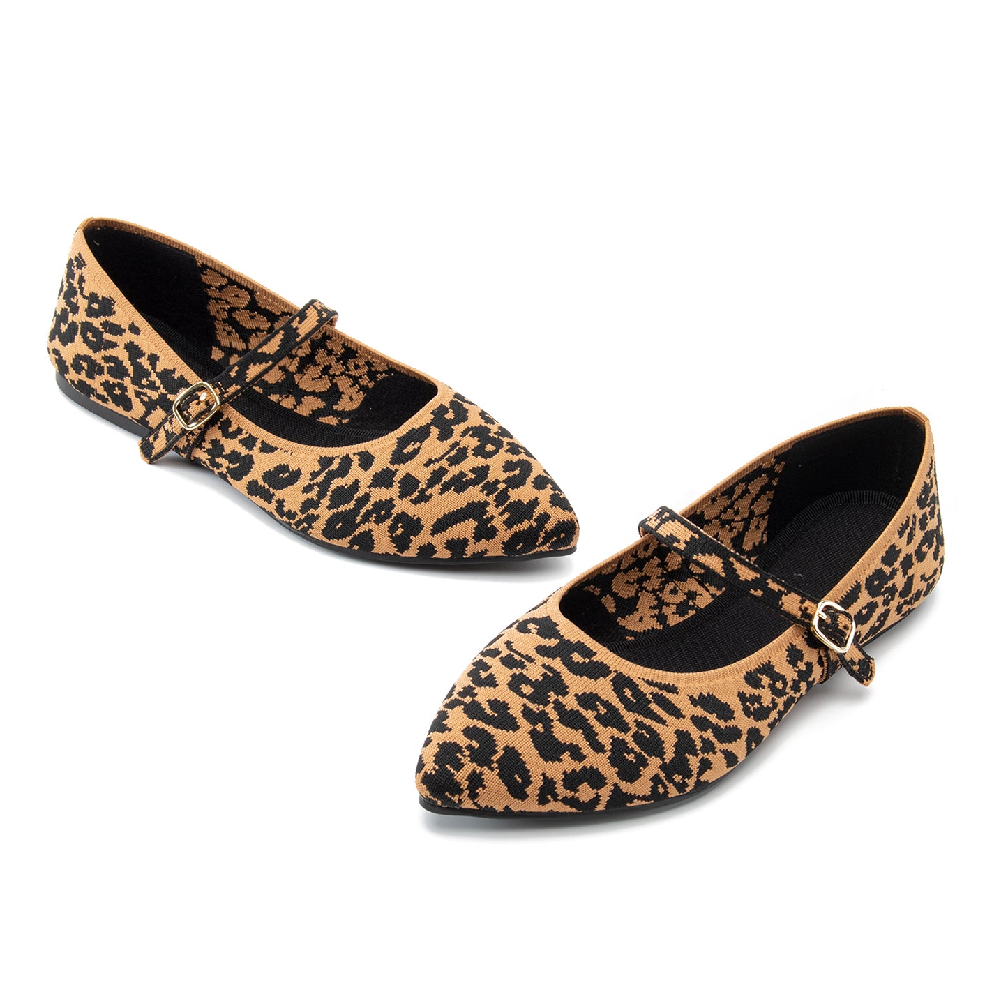 Soesyi Pointed Toe Flats Knit Ballet Flat Shoes for Women Comfortable with Adjustable Strap,Washable Dressy Casual Flats for Work Office