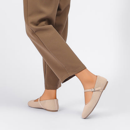 Soesyi Women's Round Toe Ballet Flats Comfortable Mary Jane Shoes Dressy Slip On Knit Flats Adjustable Straps Washable Flats