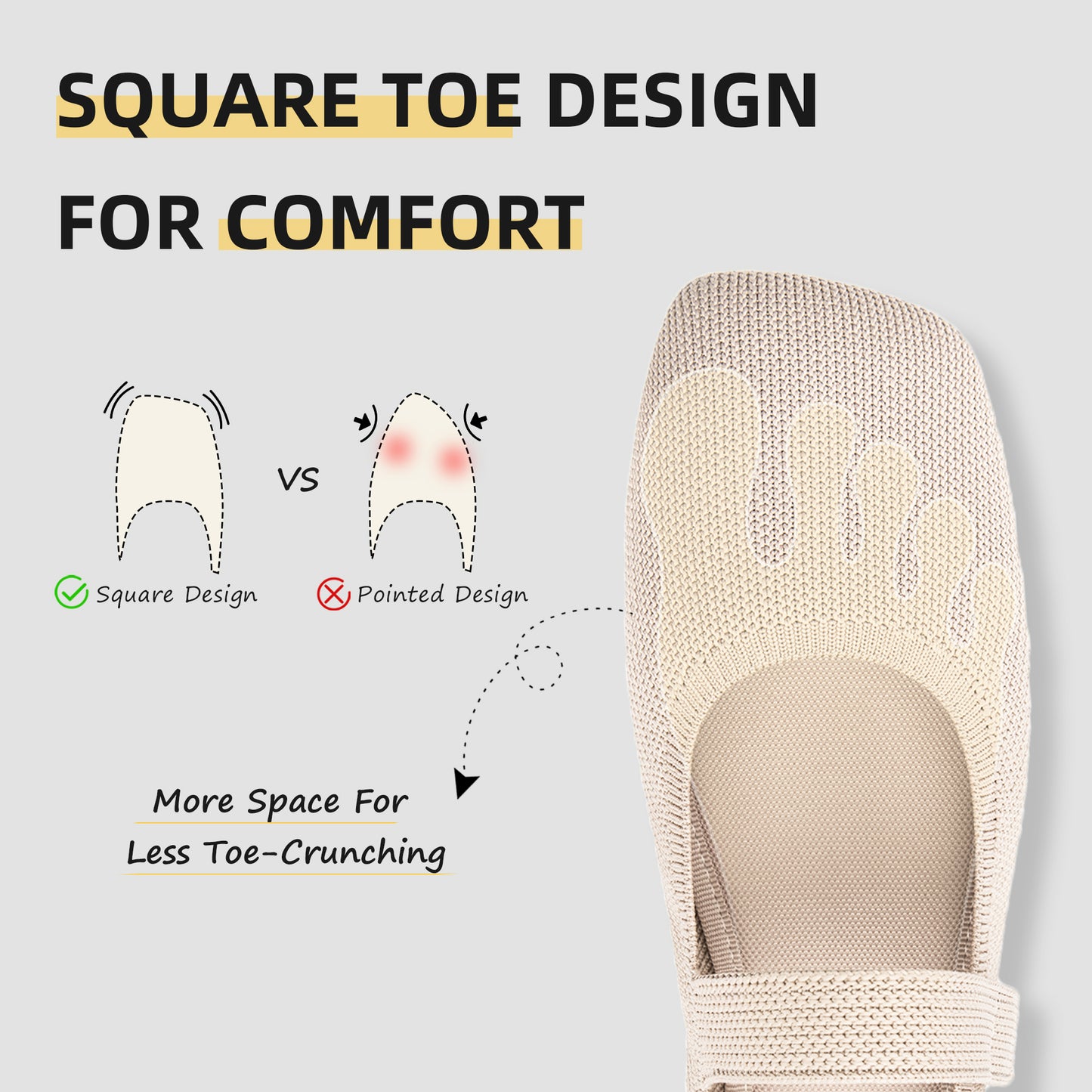 Soseyi Wide Toe Box Flats Women Comfort Slip On Ballet Shoes Mary Jane Dressy Knit Flats with Adjustable Straps Washable Casual Office