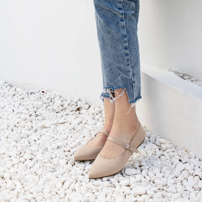 Soesyi Pointed Toe Flats Knit Ballet Flat Shoes for Women Comfortable with Adjustable Strap,Washable Dressy Casual Flats for Work Office