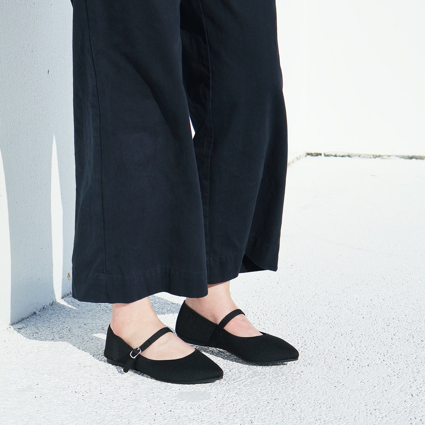 Soesyi Pointed Toe Flats Knit Ballet Flat Shoes for Women Comfortable with Adjustable Strap,Washable Dressy Casual Flats for Work Office
