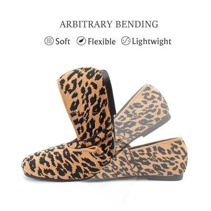 Soesyi Knit Flats for Women Square Toe Flats Casual Ballet Flats with Ankle Strap,Mary Jane Shoes Women Comfortable for Dressy Office