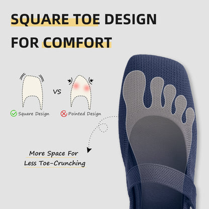 Soseyi Wide Toe Box Flats Women Comfort Slip On Ballet Shoes Mary Jane Dressy Knit Flats with Adjustable Straps Washable Casual Office