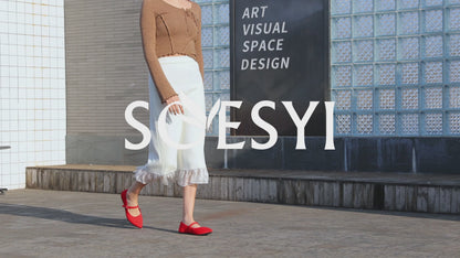 Soesyi Pointed Toe Flats Knit Ballet Flat Shoes for Women Comfortable with Adjustable Strap,Washable Dressy Casual Flats for Work Office